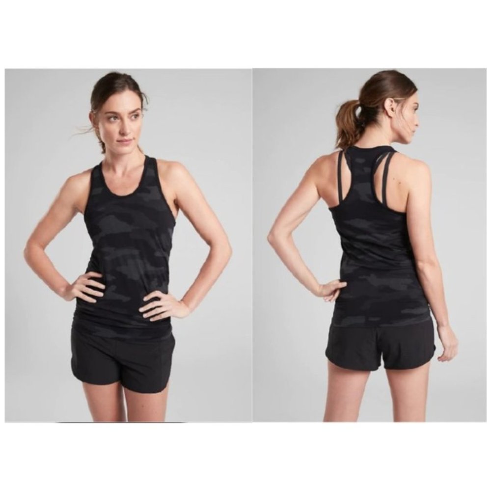 Athleta Speedlight Tank Top Black Camo Racerback Seamless Womens Small - Picture 1 of 7